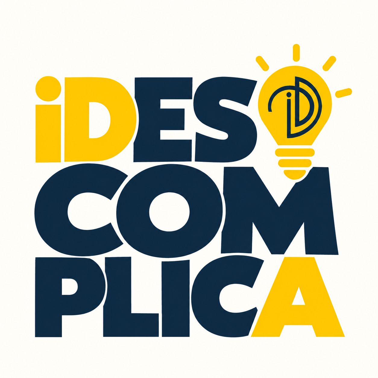 iDESCOMPLICA, marca em bloco com a lâmpada de ideias